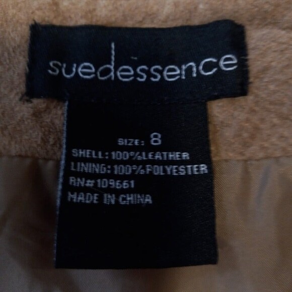 Vtg Suedessence 100% Leather Suede Patchwork Skirt-Size 8-Flowers-Knee Length - Picture 7 of 7